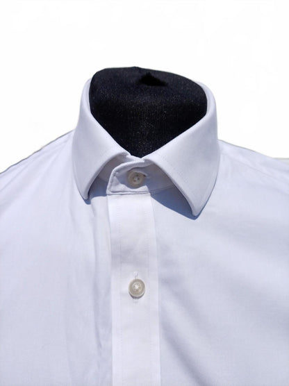T.M. Lewin White Double‑Cuff Shirt – 17.5" – Fitted – Non‑Iron – Formal