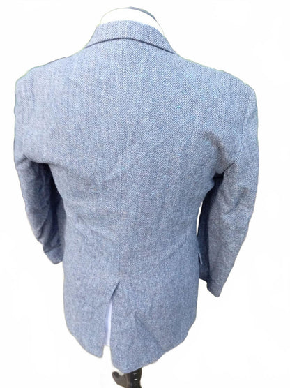 Vintage Towncraft Wool Tweed Blazer Jacket 39R Grey Herringbone Sport Coat