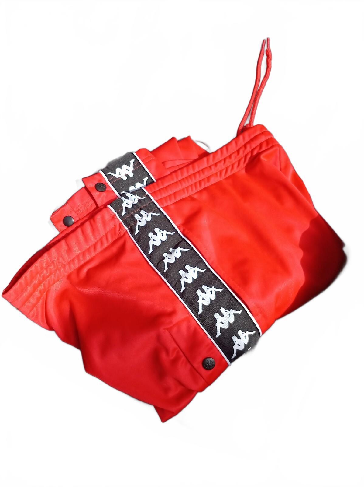 Kappa Banda Tearaway Track Pants – Red/Black – Vintage 90s/00s Full‑Snap L Rare