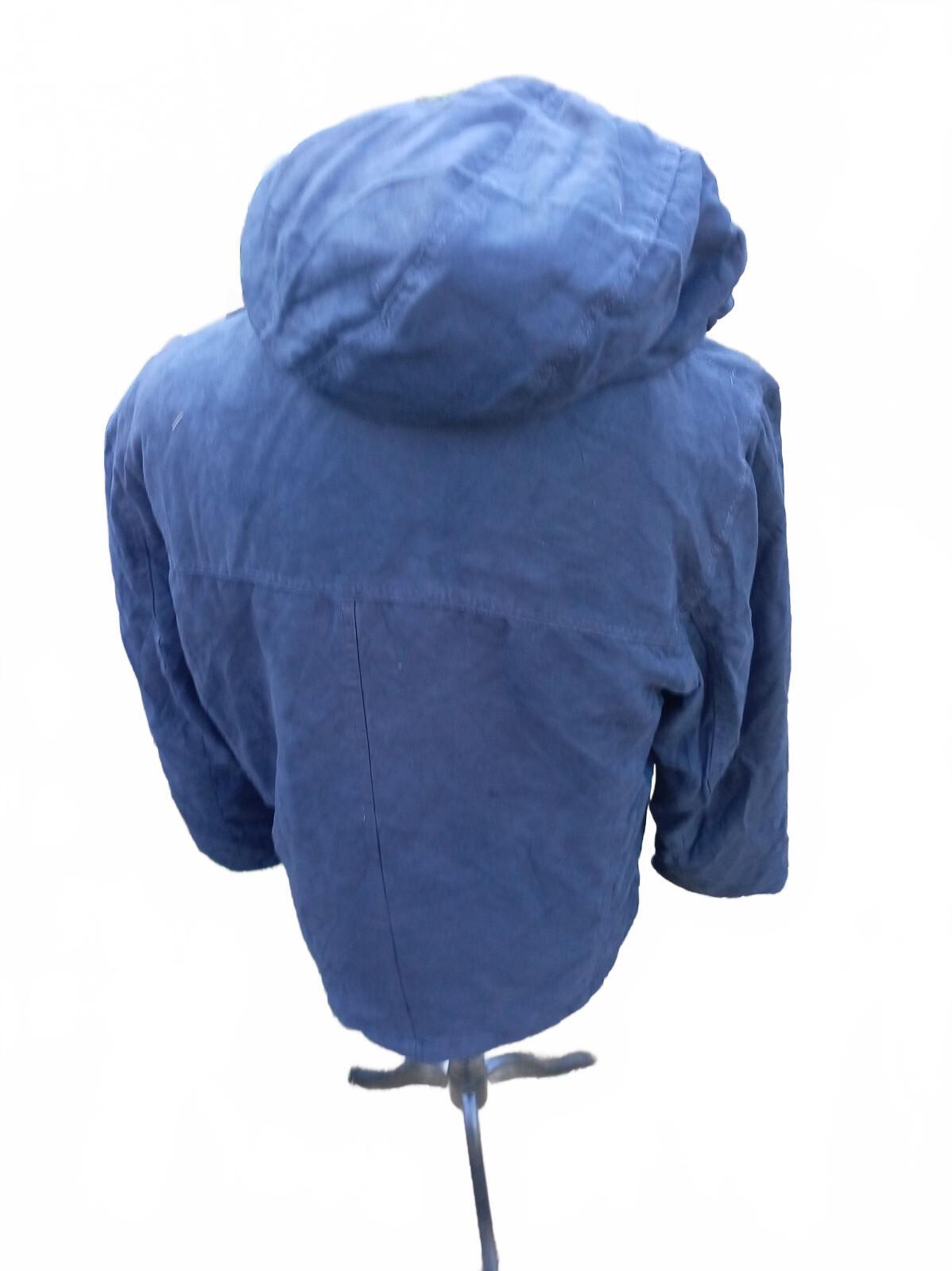 Vintage Dockers Mens Large Heavy Winter Parka Coat Navy Blue Hooded Padded 44