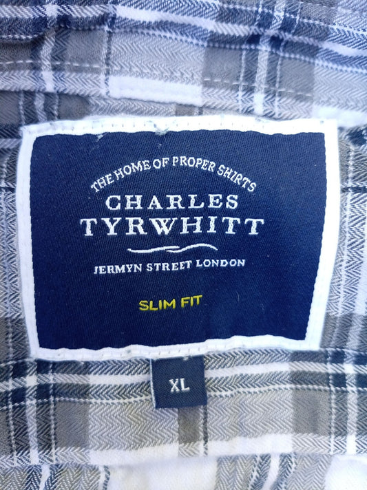 Charles Tyrwhitt Slim Fit XL Men's Long Sleeve Checked Shirt 24" P2P