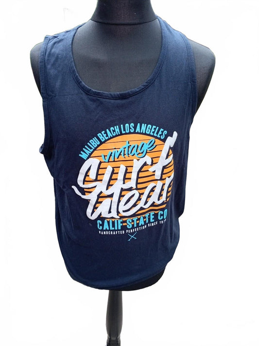 Malibu Beach Navy Blue Sleeveless Surf Vest - Large