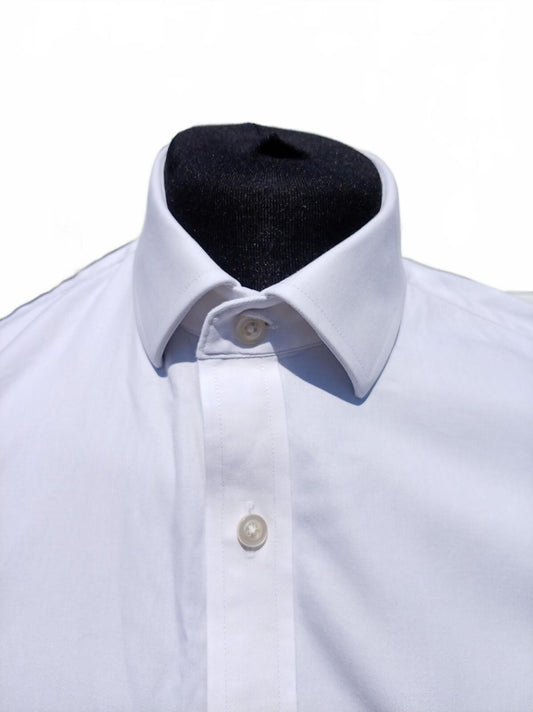 T.M. Lewin White Double‑Cuff Shirt – 17.5" Neck Fitted Non‑Iron Formal
