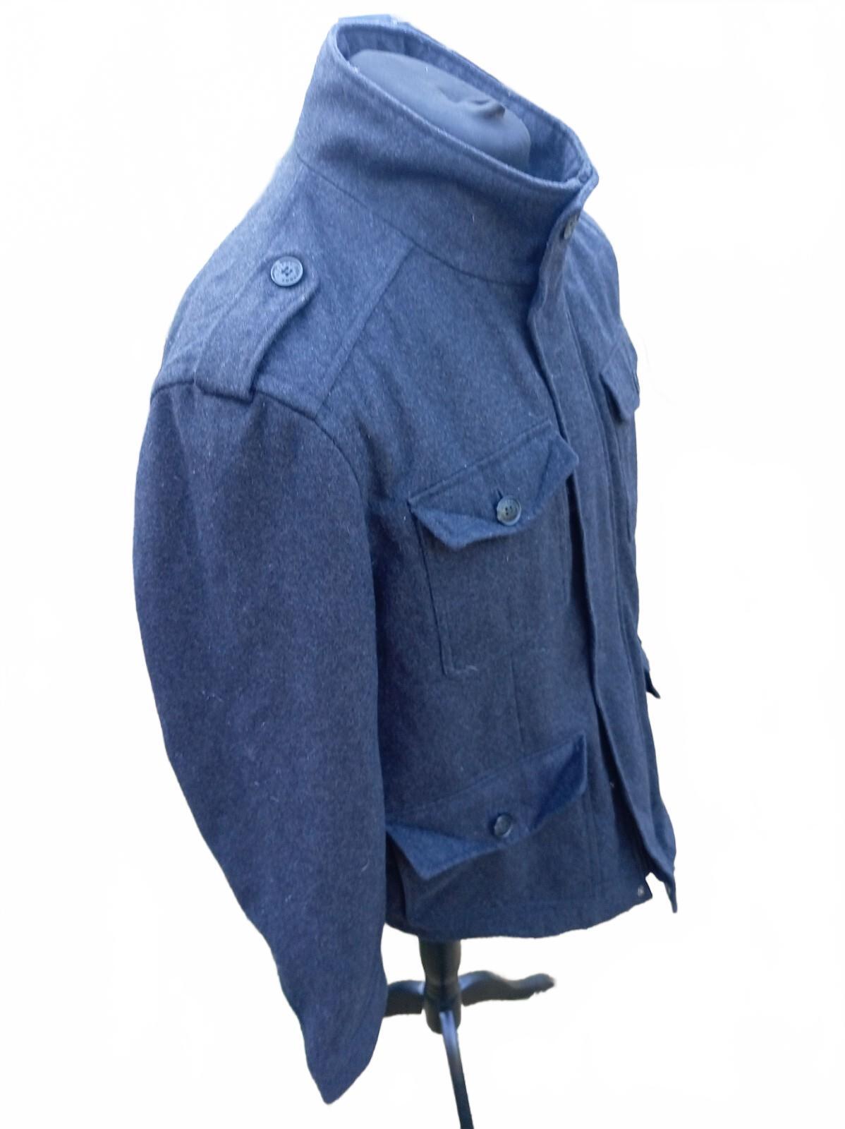 Dockers Mens XL Wool Blend Military Field Jacket Grey Heavy Utility Coat 23" P2P