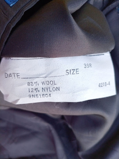 Vintage Towncraft Wool Tweed Blazer Jacket 39R Grey Herringbone Sport Coat