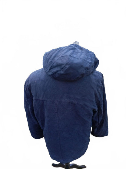 Vintage Dockers Mens Large Heavy Winter Parka Coat Navy Blue Hooded Padded 44
