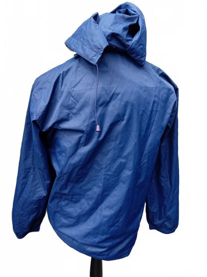 Blue Lightweight Rain Cagoule – Medium – 20" P2P – Crest Logo – Packable Jacket
