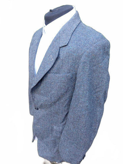 Vintage Towncraft Wool Tweed Blazer Jacket 39R Grey Herringbone Sport Coat