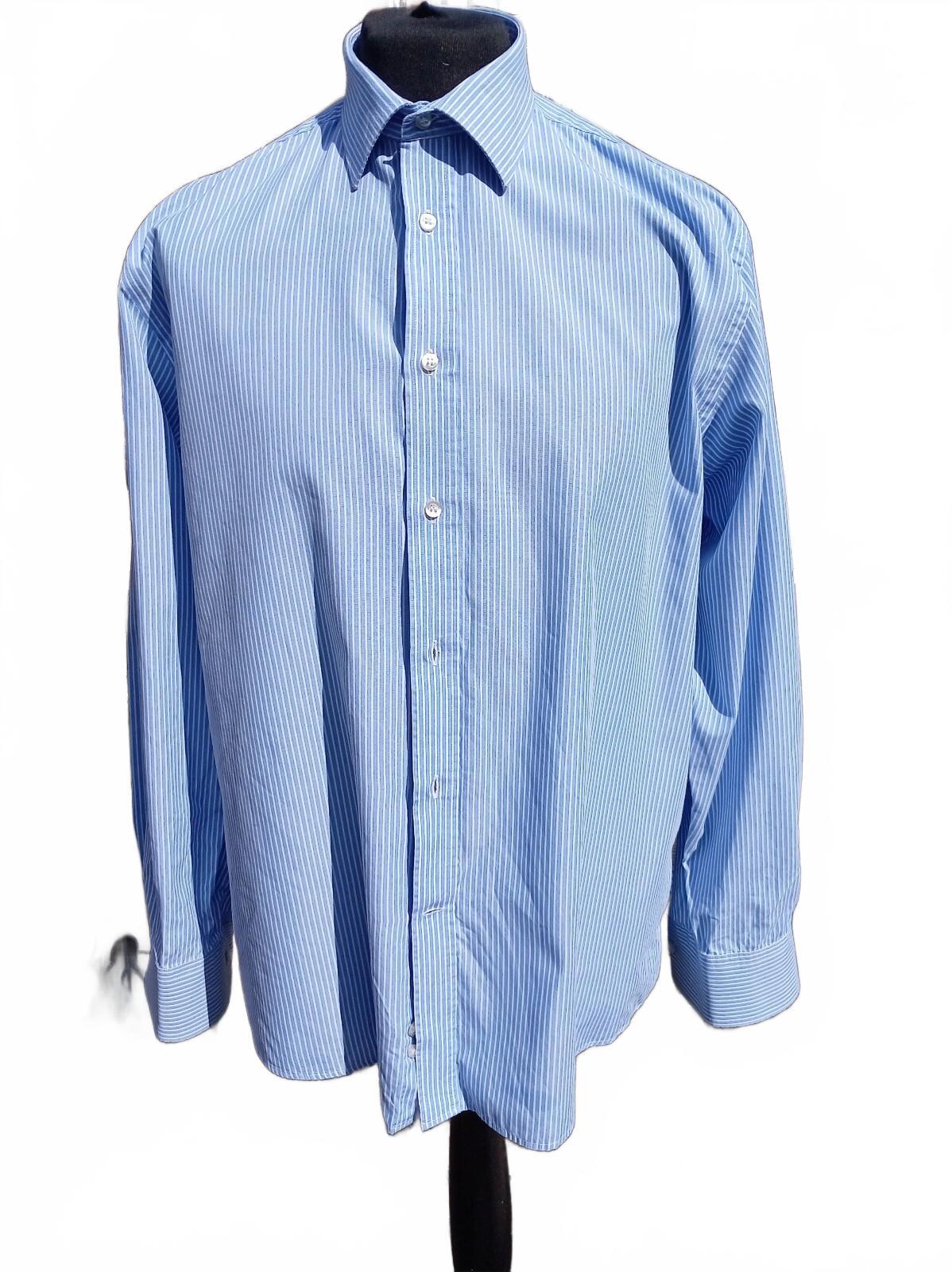 Moss Esq. Shirt – 17.5" Neck – Regular Fit – Blue Stripe – XXL Fit