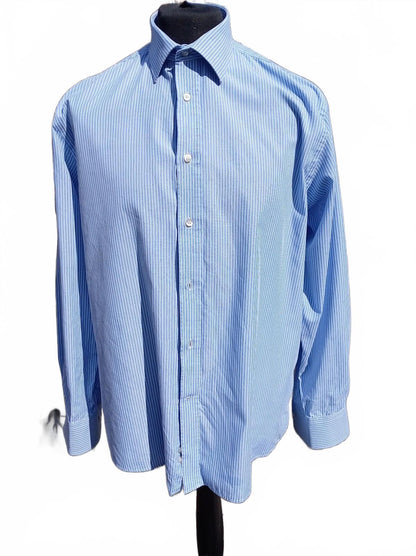 Moss Esq. Shirt – 17.5" Neck – Regular Fit – Blue Stripe – XXL Fit