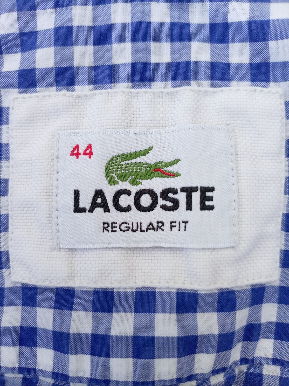 Lacoste Men’s Shirt – Size 44 / XL – Blue Check – Regular Fit – Early 2000s