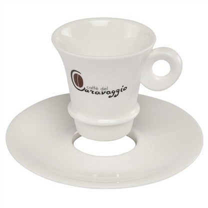Caffè del Caravaggio Espresso Cup and Saucer Set with Steel Coffee Spoon