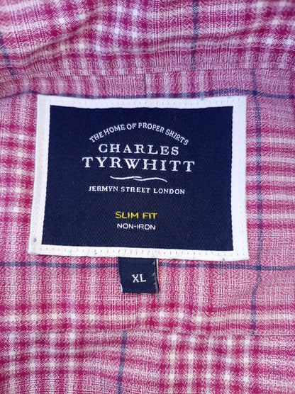 Charles Tyrwhitt Slim Fit Shirt – XL – Non‑Iron – Pink Check
