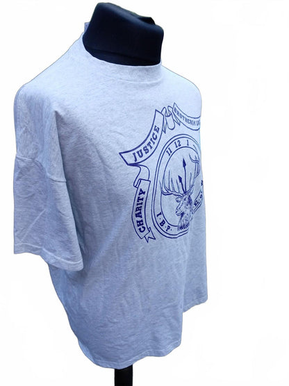 XXL Men's Grey Graphic T-Shirt with Stag and Inspirational Text