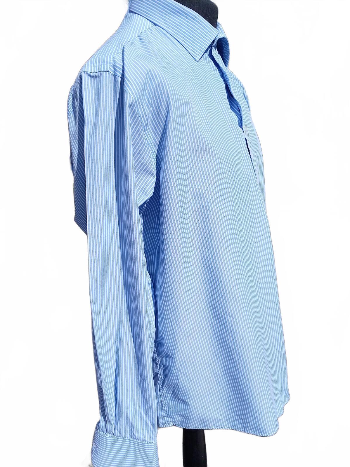 Moss Esq. Shirt – 17.5" Neck – Regular Fit – Blue Stripe – XXL Fit