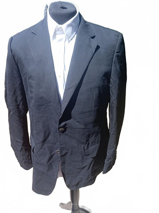 Hugo Boss Men's Suit Jacket Blazer Black 100% Virgin Wool UK 44 Regular Smart