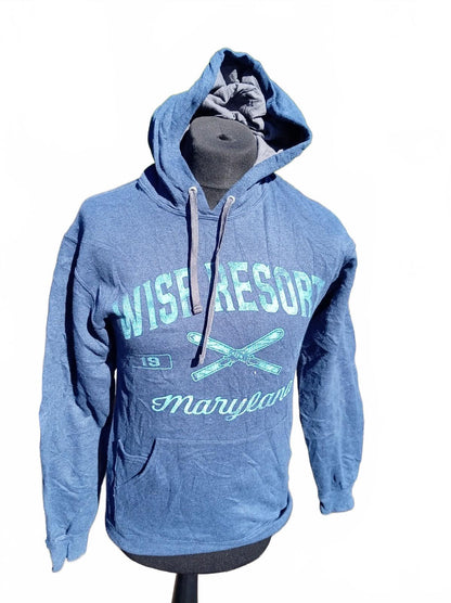 Blue Hooded Sweatshirt with Wise Resort Maryland Print - Small
