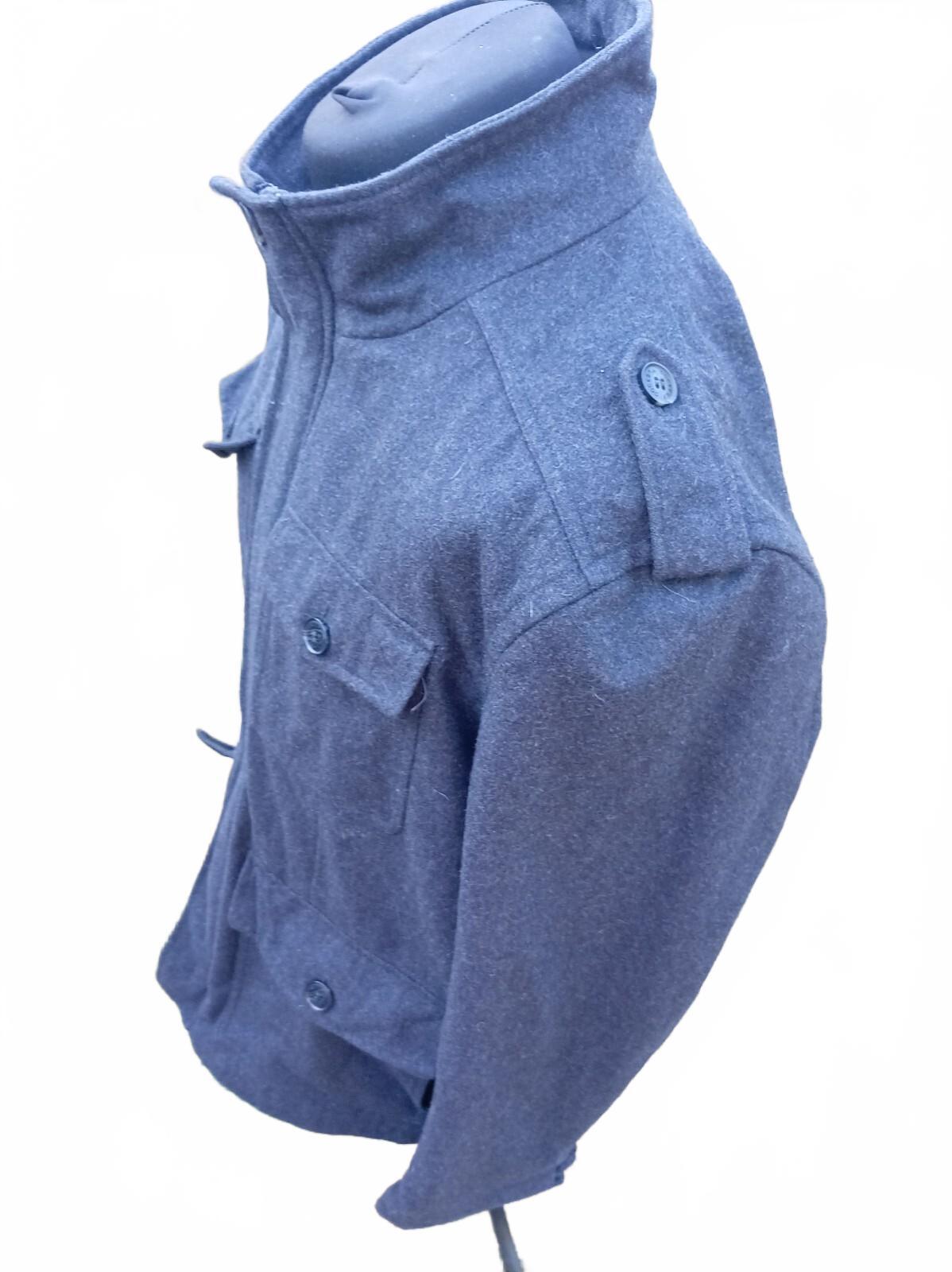 Dockers Mens XL Wool Blend Military Field Jacket Grey Heavy Utility Coat 23" P2P