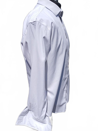 T.M. Lewin White Double‑Cuff Shirt – 17.5" – Fitted – Non‑Iron – Formal