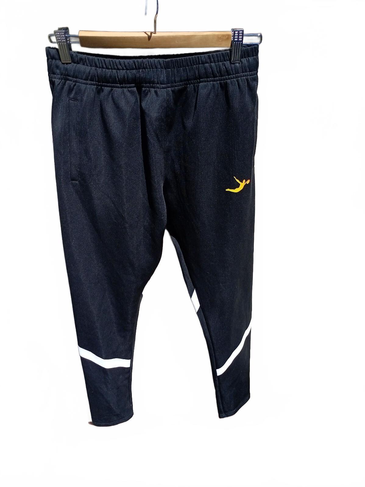 Kratos Sport Black Athletic Joggers with Flying Player Logo - Large