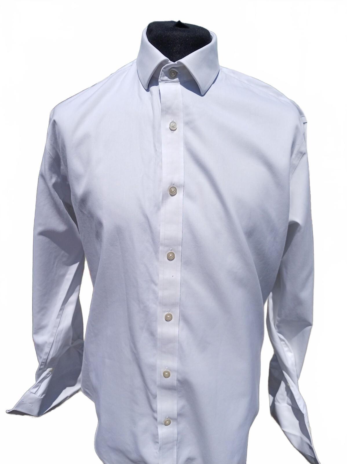 T.M. Lewin White Double‑Cuff Shirt – 17.5" Neck Fitted Non‑Iron Formal