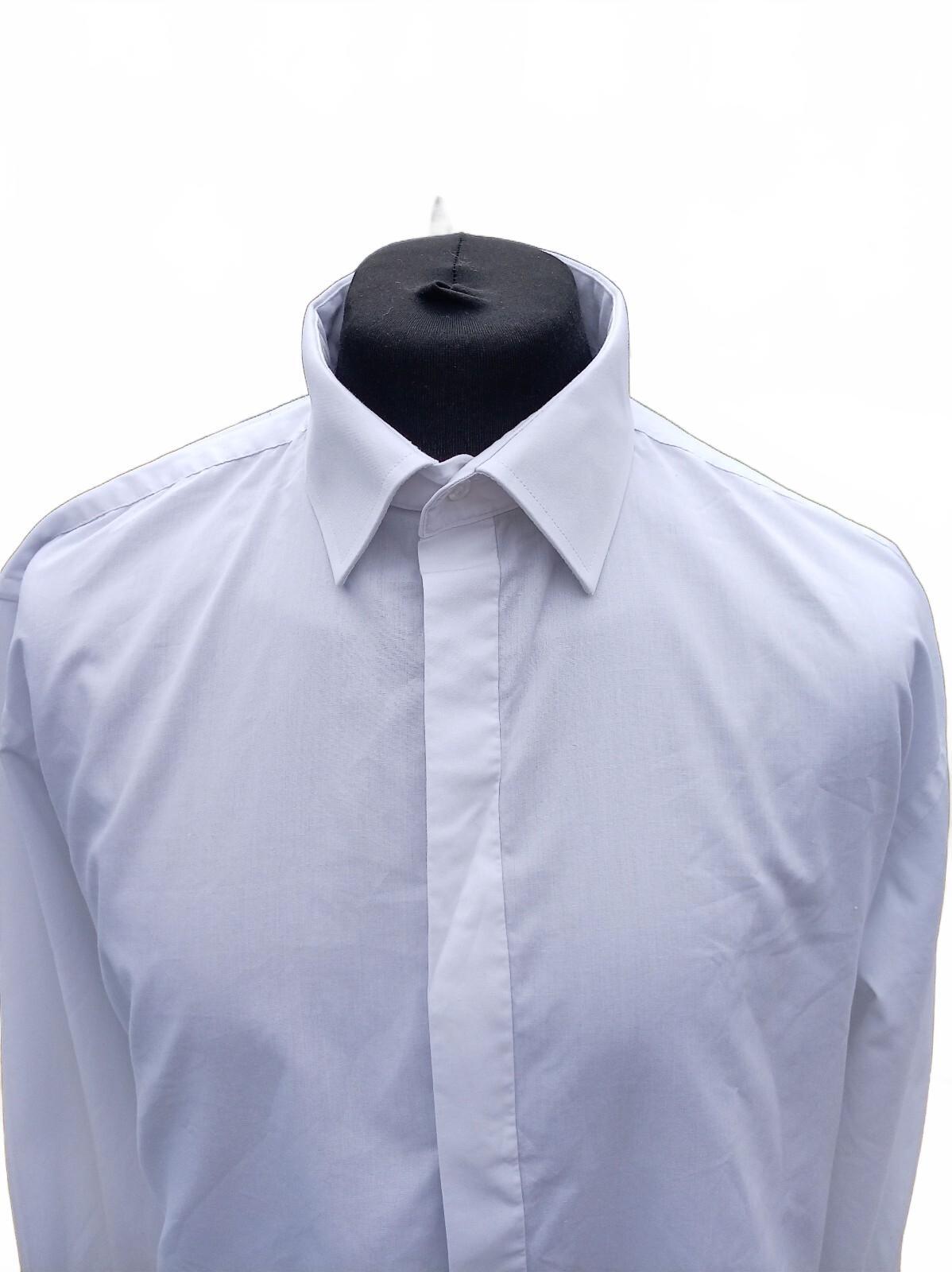 Moss Esq Regular Fit Dress Shirt 17.5 Neck 23 P2P Plain White French Cuff Formal