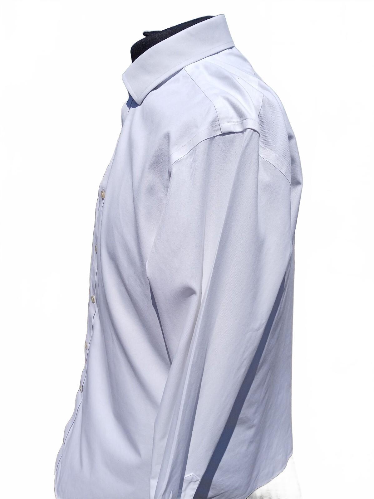 T.M. Lewin White Double‑Cuff Shirt – 17.5" Neck Fitted Non‑Iron Formal