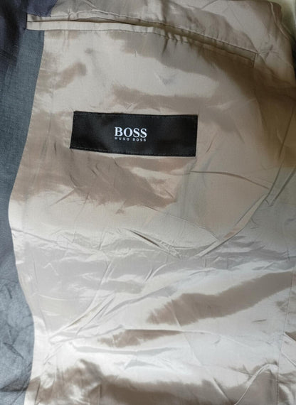 Hugo Boss ANGELO1 PARMA Linen‑Blend Blazer – Size 114 – Light Grey - 44L