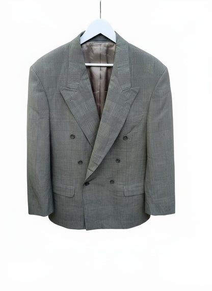 Vintage 1990s Hugo Boss Grey Check Blazer – Size 46 – Classic Fit