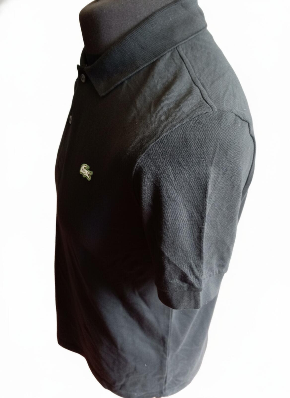Lacoste L!VE Mens Polo Shirt Size M Medium Black Grey Croc Slim Fit Short Sleeve
