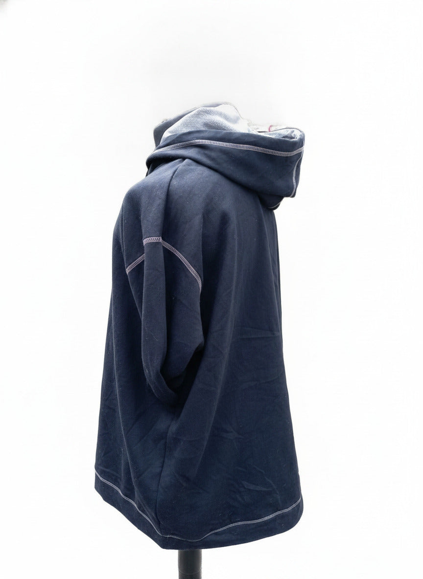 Reebok Full Zip Hoodie Navy Blue / Gray Men’s Size 3XL (28" P2P) Oversized