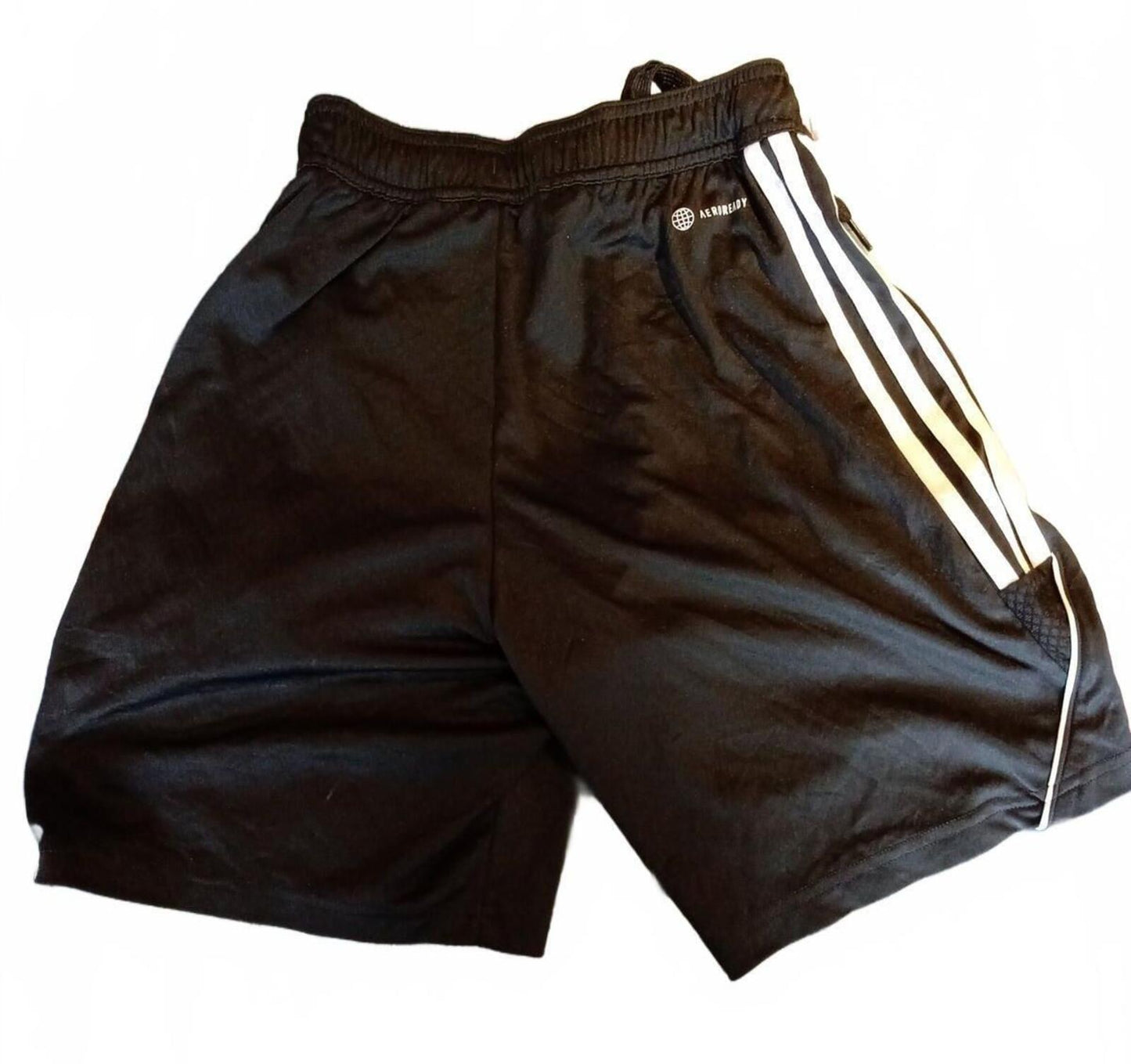 Adidas Black Athletic Shorts with White Stripes Size S