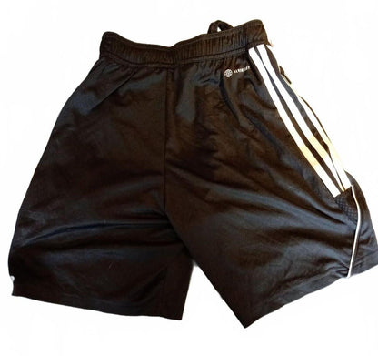 Adidas Black Athletic Shorts with White Stripes Size S