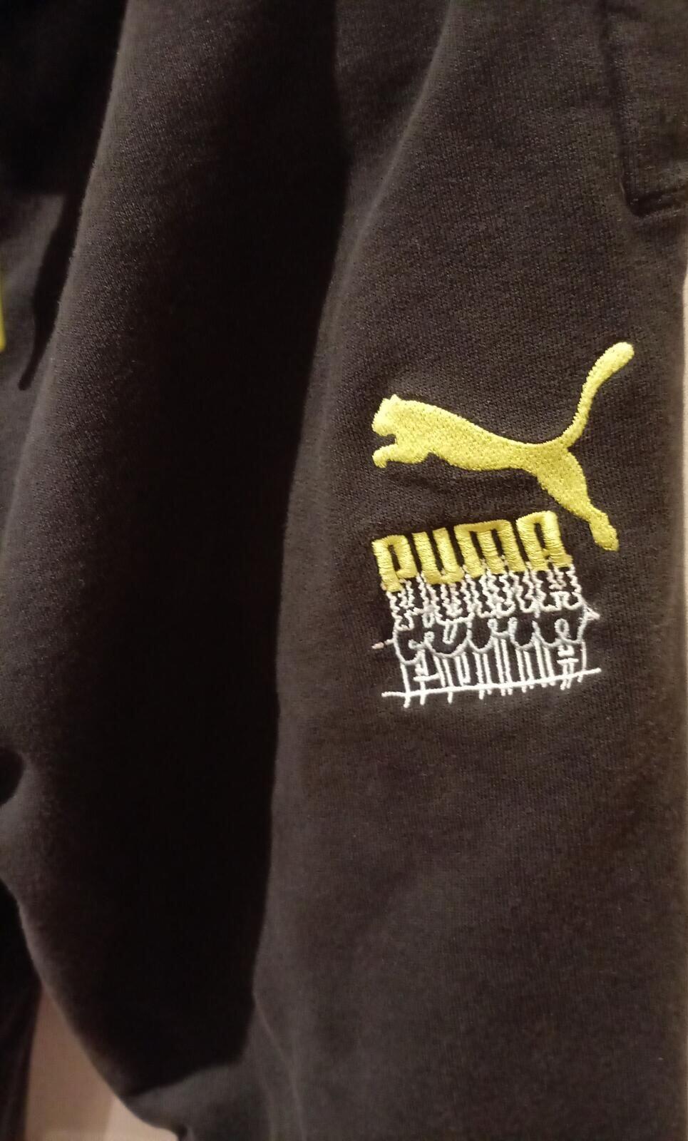 Puma Black Jogger Pants with Yellow Logo - Aged 13 to 14