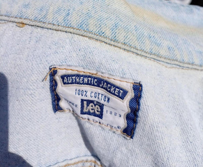 Vintage Lee Custom Light Wash Denim Jacket | Hand-Painted ‘Son of God’ - Large