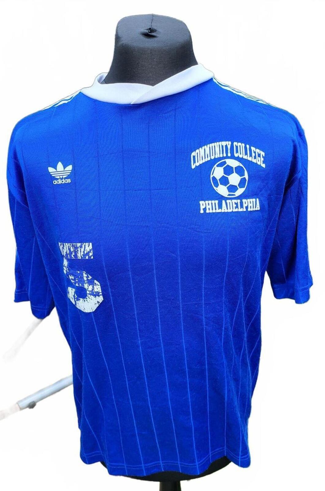 Vintage Adidas Community College Philadelphia Soccer Jersey Blue Size Large