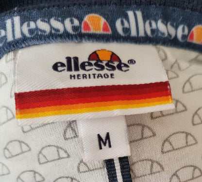 Ellesse Heritage Crewneck Sweatshirt Navy Grey White Block Colour Jumper Top M