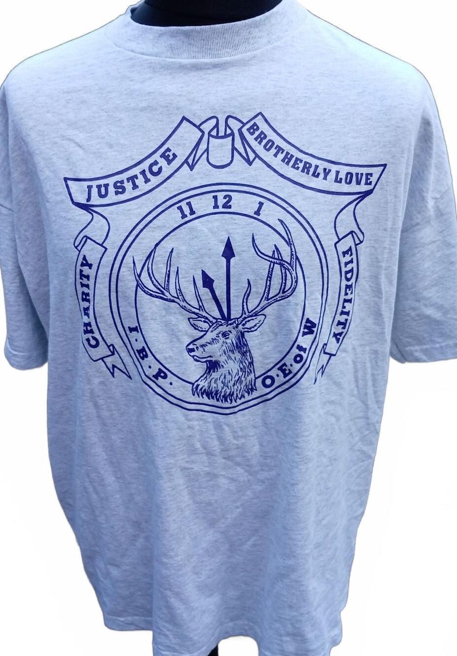 XXL Men's Grey Graphic T-Shirt with Stag and Inspirational Text