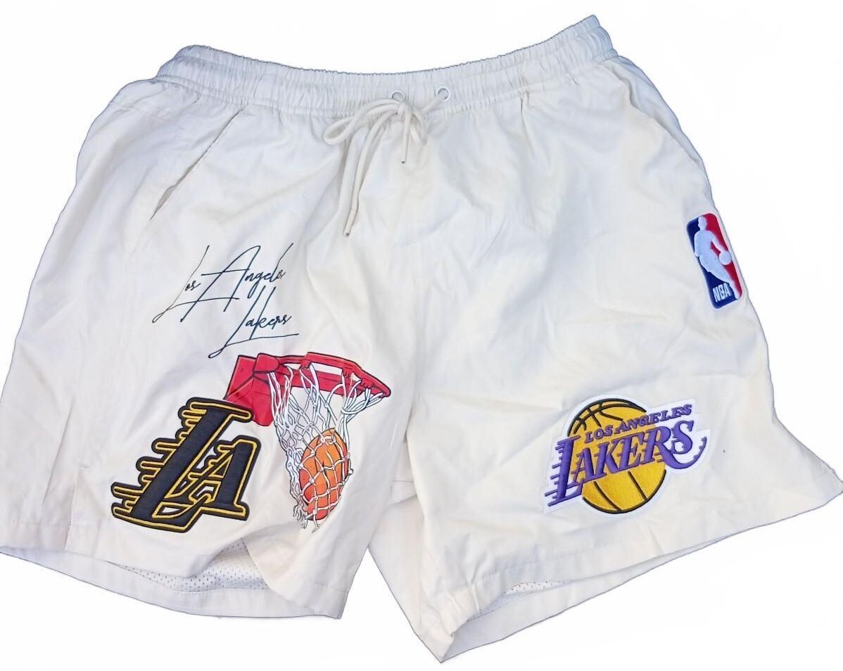 Pro Standard NBA LA Lakers Shorts White Premium Embroidered Mens Size Large