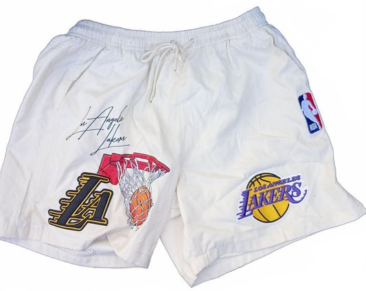 Pro Standard NBA LA Lakers Shorts White Premium Embroidered Mens Size Large