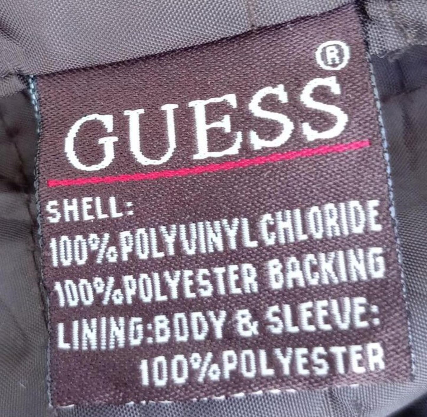 GUESS Men's Faux Leather Moto Jacket Dark Brown Cafe Racer Size XL Extra Large