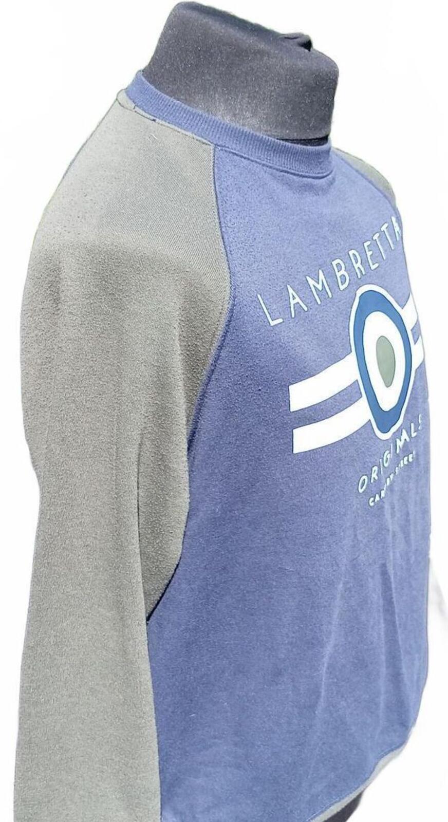 Lambretta Originals Carnaby Street Raglan Sweatshirt Blue Grey - Large 23" P2P