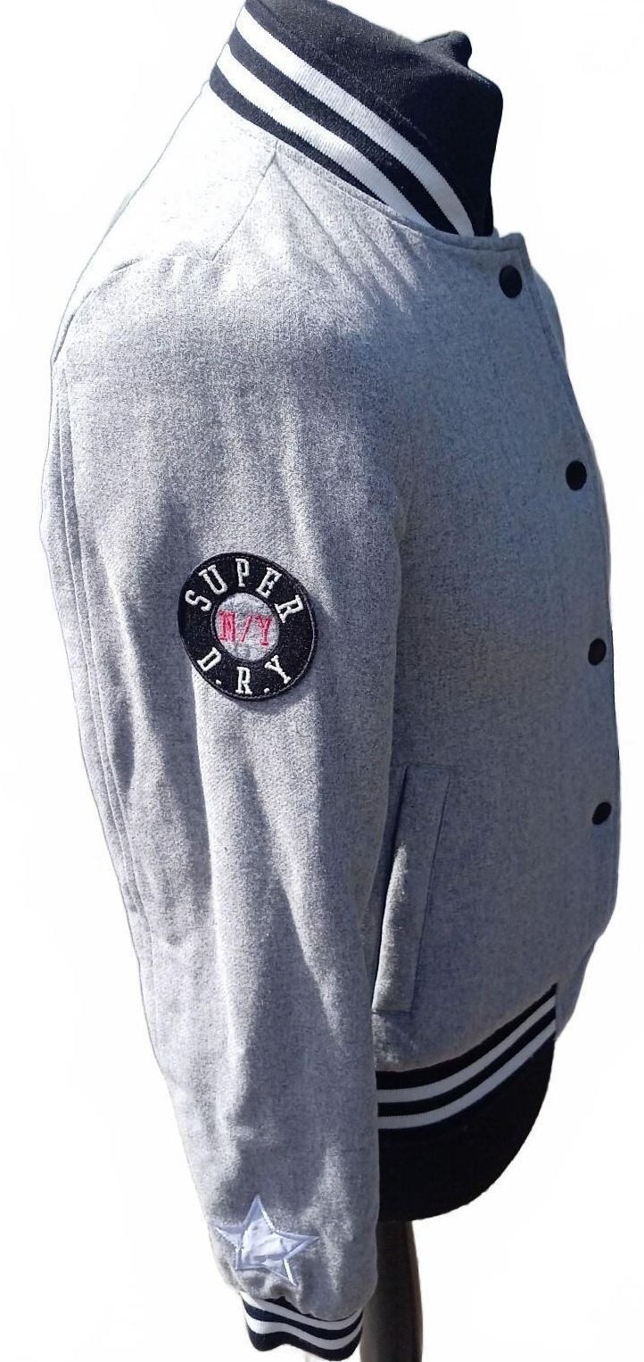 Superdry Boutique Bomber Jacket Small Light Grey Lightweight – NY/Paris Logo
