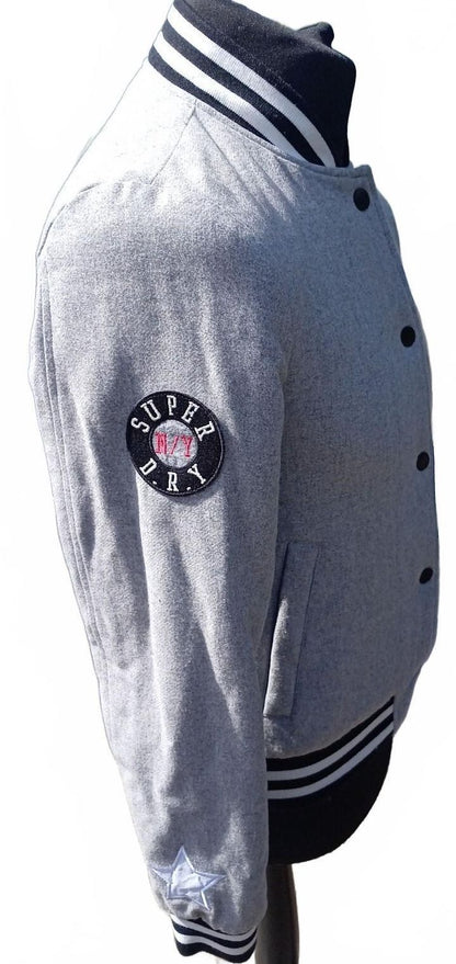 Superdry Boutique Bomber Jacket Small Light Grey Lightweight – NY/Paris Logo