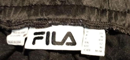 Women's FILA Black Track Pants with Logo Side Stripes - Size 12