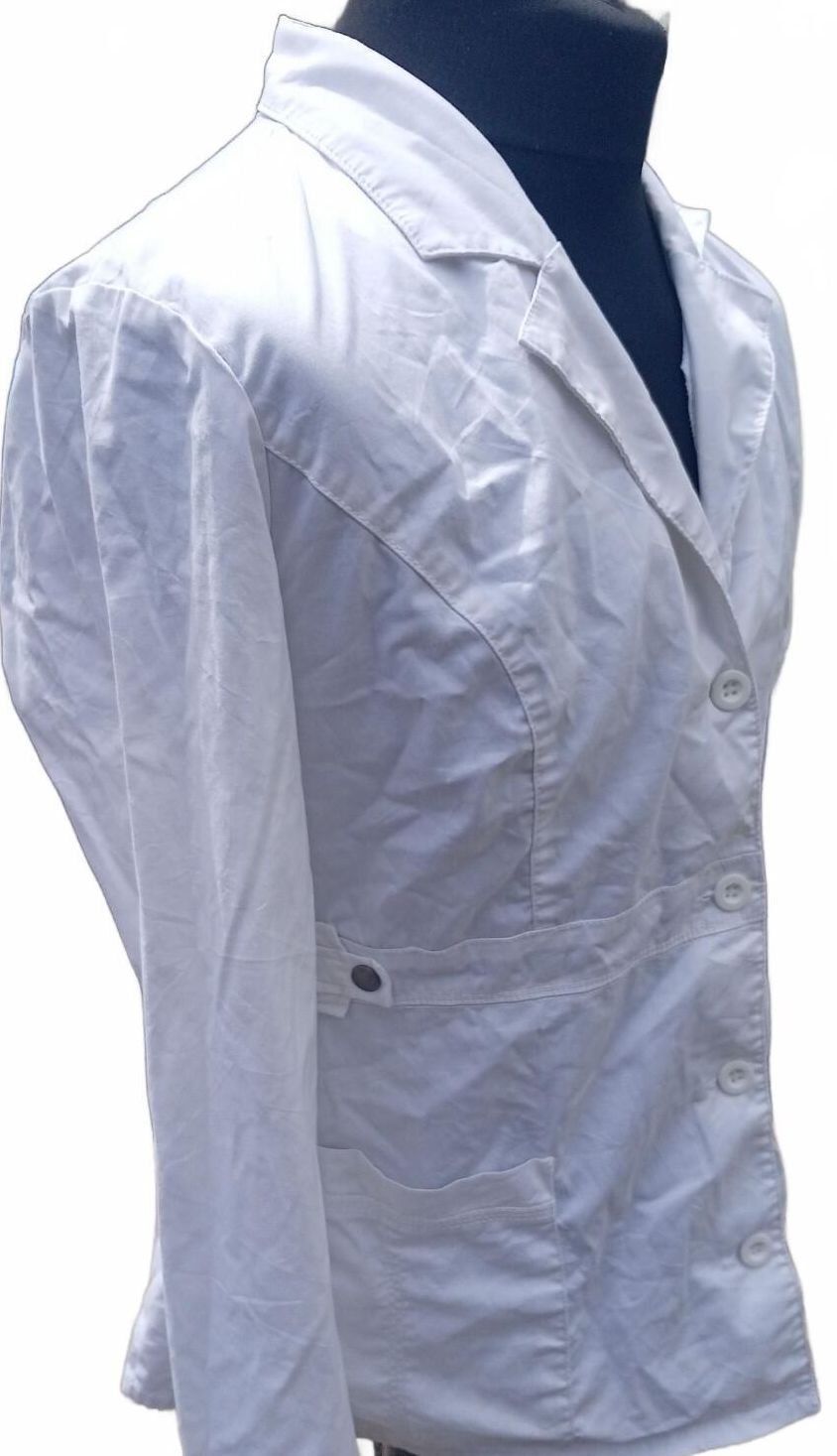 Dickies White Lab Coat Medical Scrub Jacket Blazer 3-Button Women's XL (23" P2P)