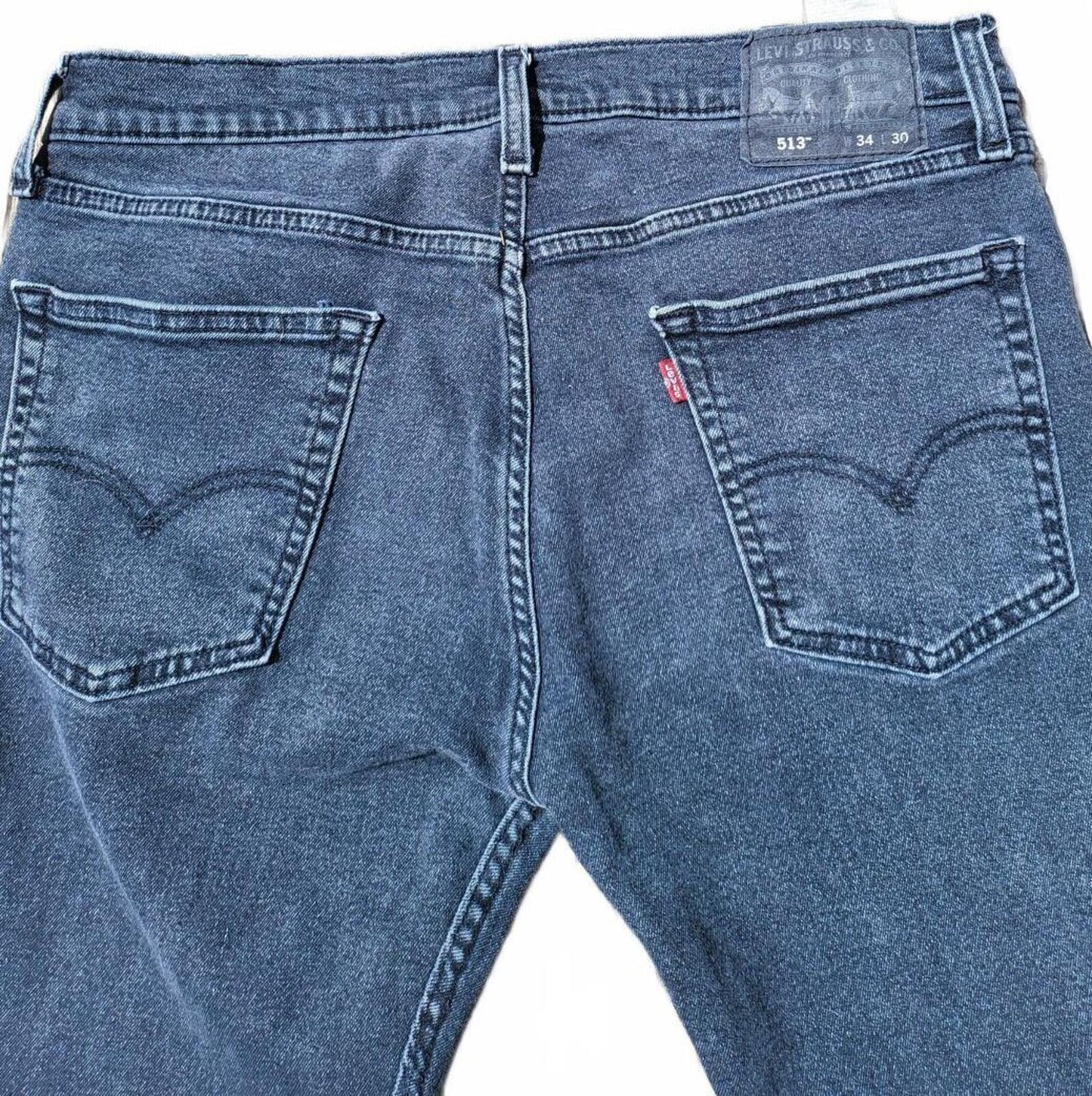 Levi’s 513 Slim Straight Jeans W34 L30 – Custom Raw Hem – Embroidered Detail