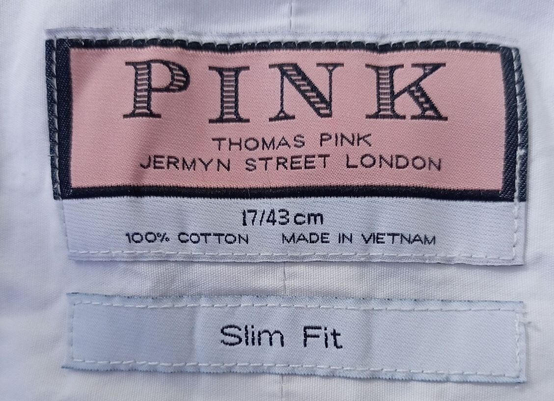 Thomas Pink Shirt – 17" Slim Fit – Pearl White – Jermyn Street – 2003