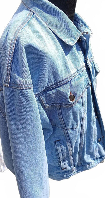 Vintage Wrangler Hero Denim Trucker Jacket - Size Large (Oversized 25" P2P)