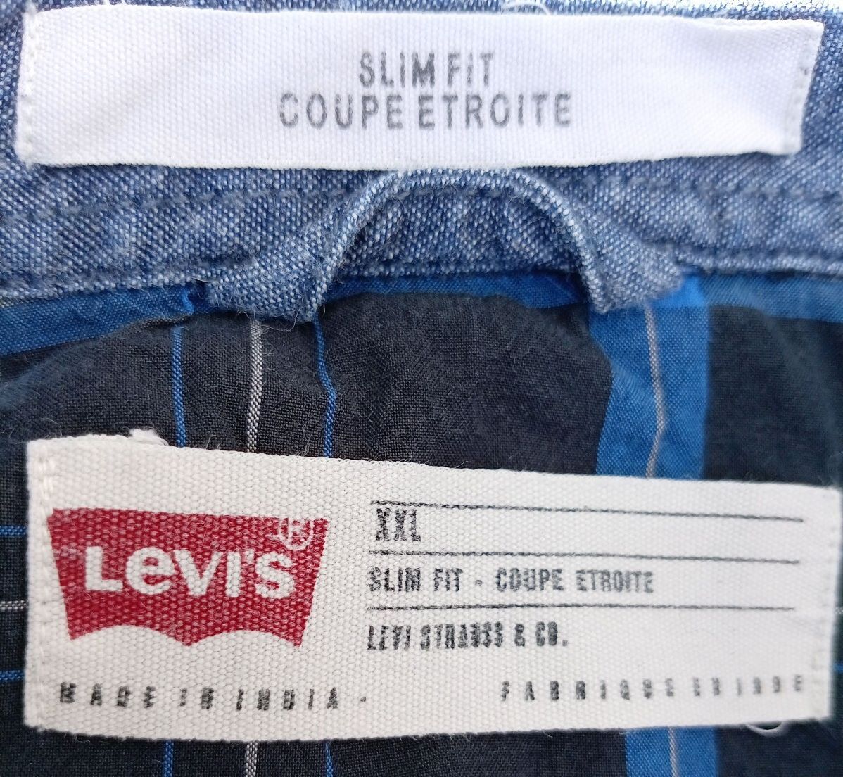 Levi’s XXL Slim Fit Shirt – Blue/Black Check – Casual Workwear 2012